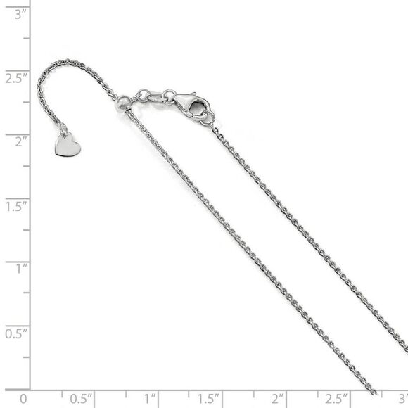 1.25mm 14k White Gold Adjustable Flat Cable Chain Necklace, 22 Inch - Picture 2 of 5